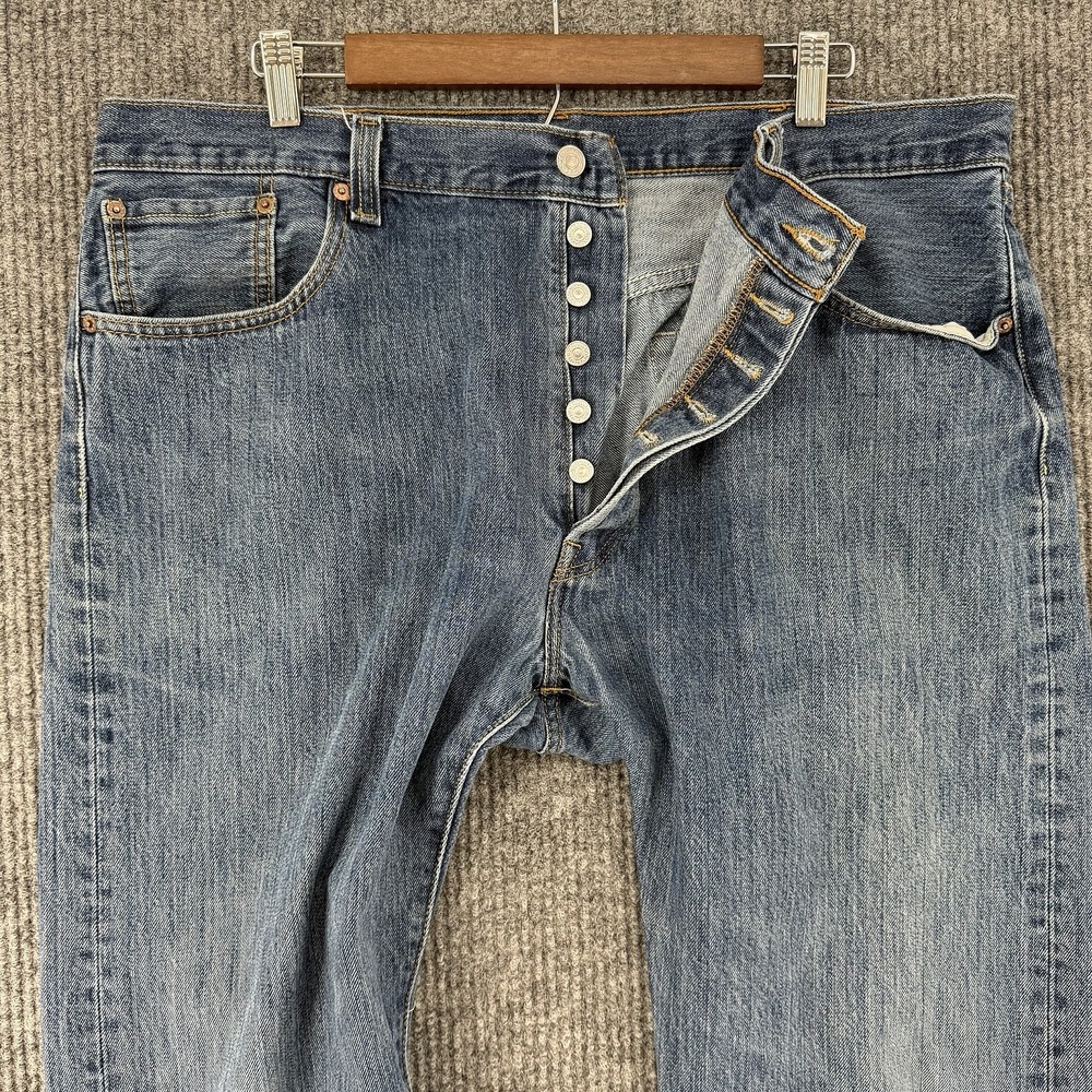 Vintage Levis 501 40x32 button fly jeans straight leg retro 90s mens denim faded